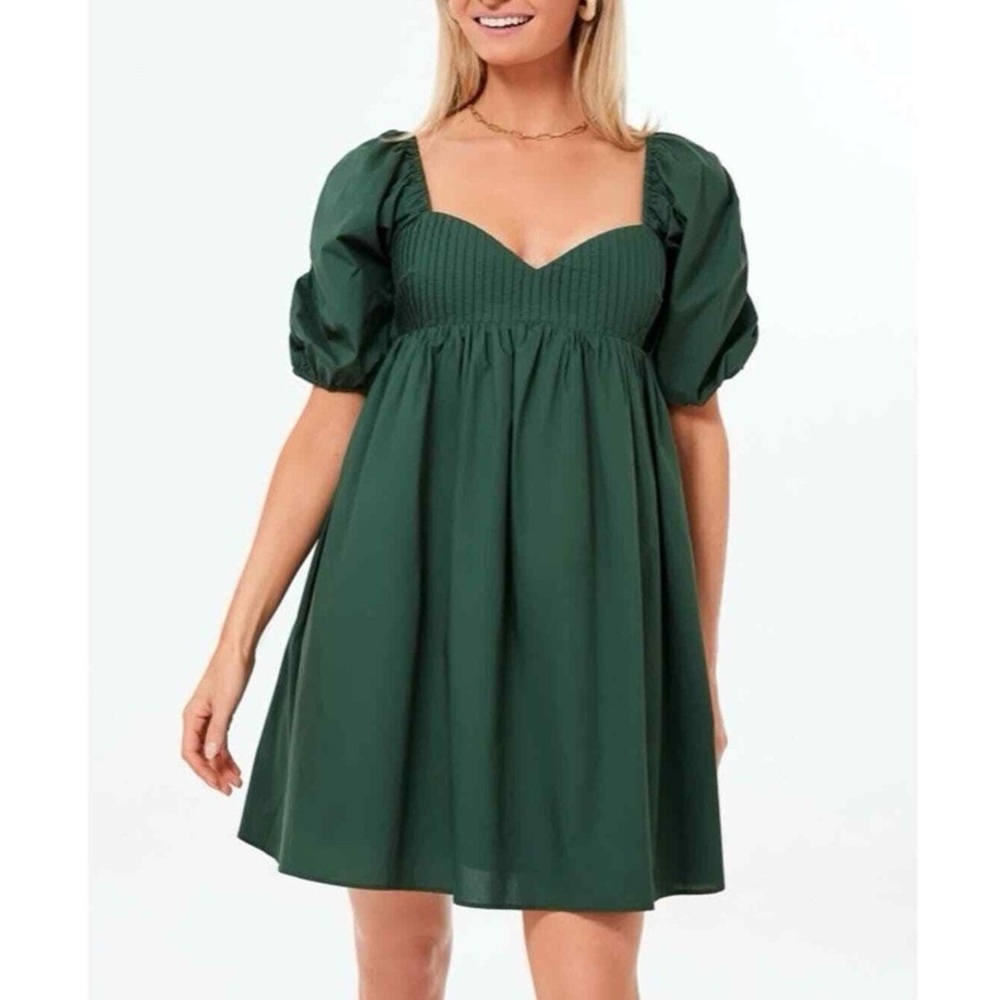 Tuckernuck Hyacinth House Sasha Puff Sleeve Green Mini Dress